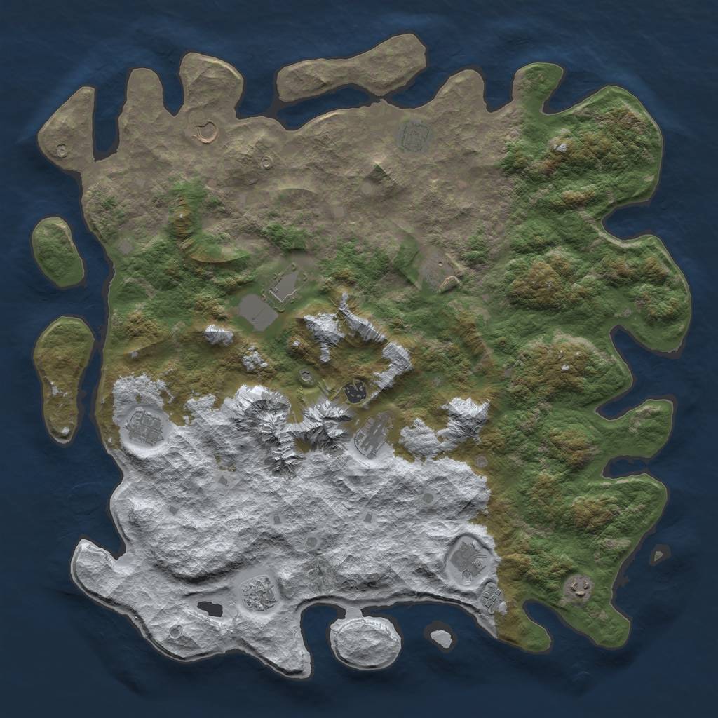 Rust Map: Barren, Size: 5000, Seed: 6738, 14 Monuments