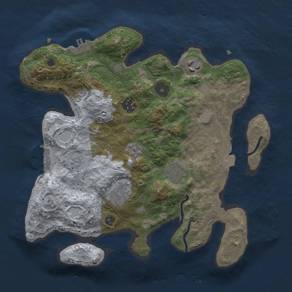 Rust Map: Procedural Map, Size: 3000, Seed: 1735741414, 12 Monuments