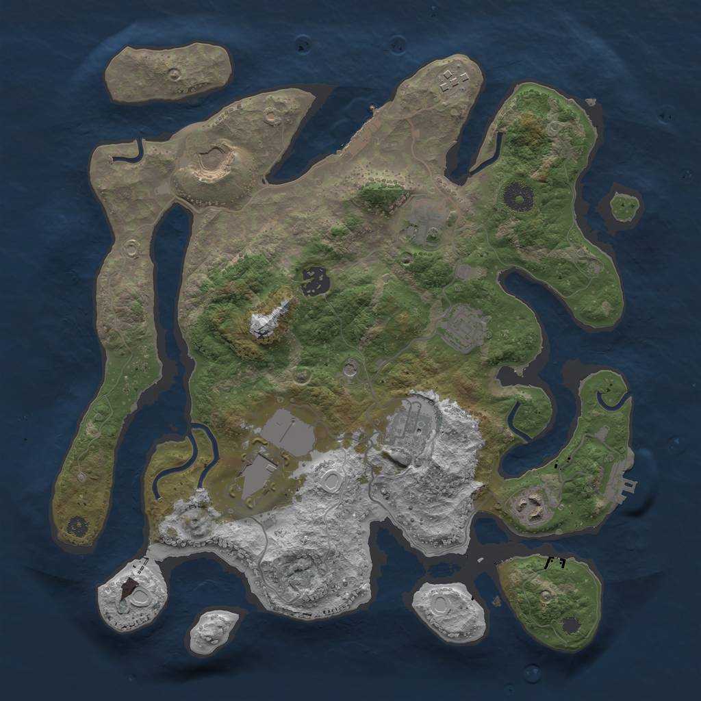 Rust Map: Procedural Map, Size: 3500, Seed: 8854638, 16 Monuments
