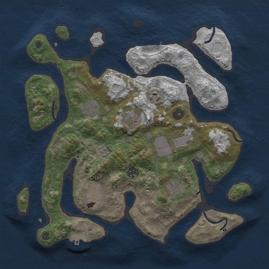Rust Map: Procedural Map, Size: 3500, Seed: 654456554, 16 Monuments