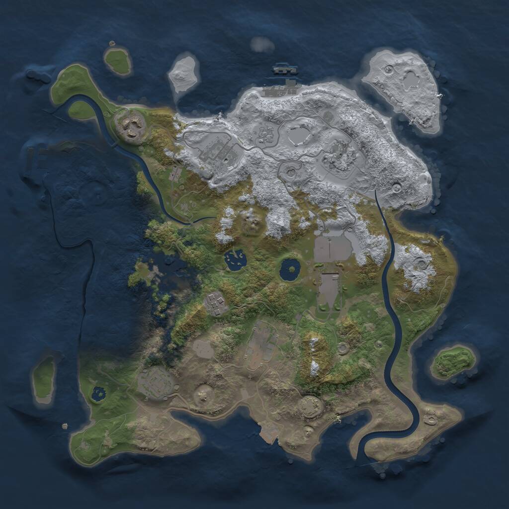 Rust Map: Procedural Map, Size: 3500, Seed: 654456554, 15 Monuments
