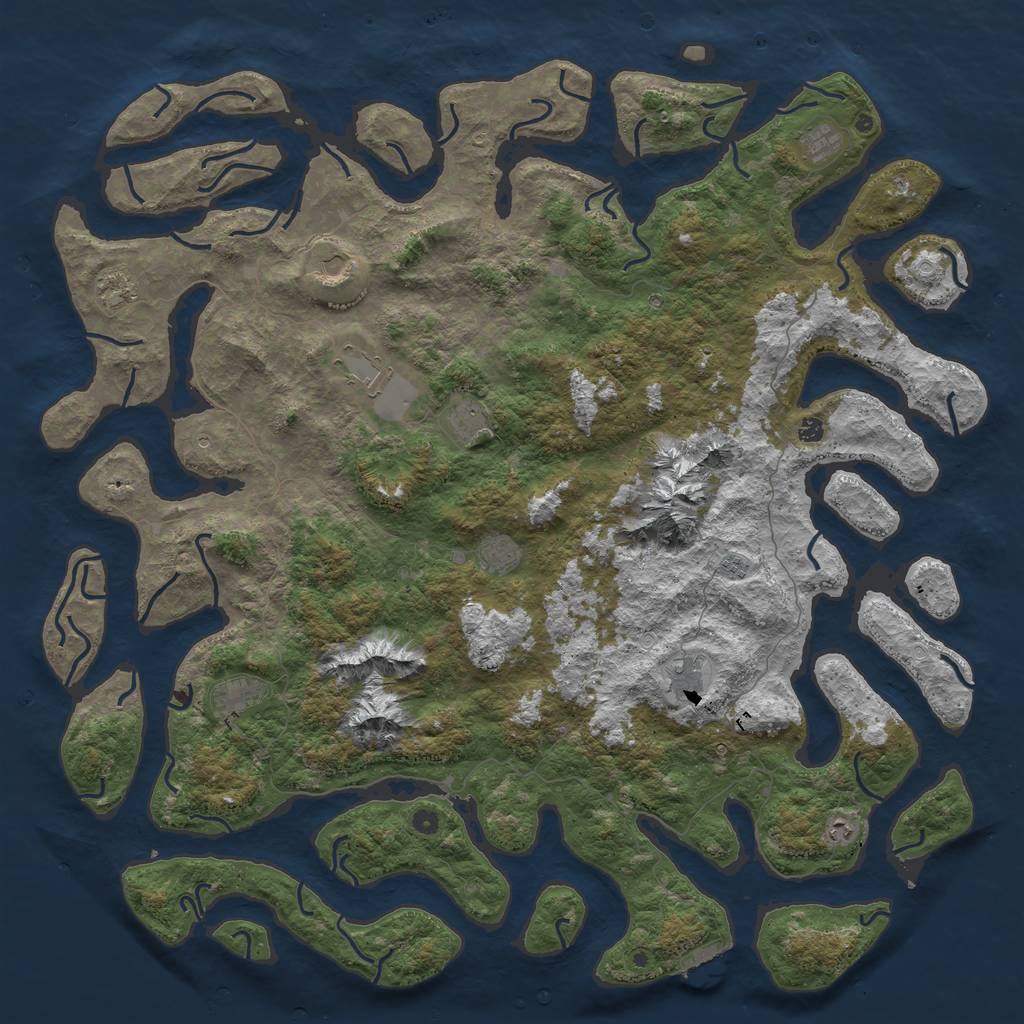 Rust Map: Procedural Map, Size: 6000, Seed: 103217268, 18 Monuments