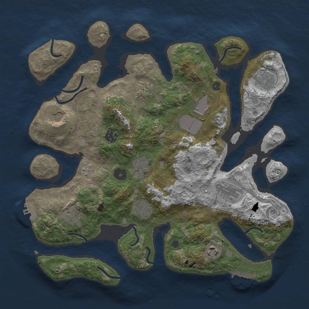 Rust Map: Procedural Map, Size: 3700, Seed: 1275704733, 19 Monuments
