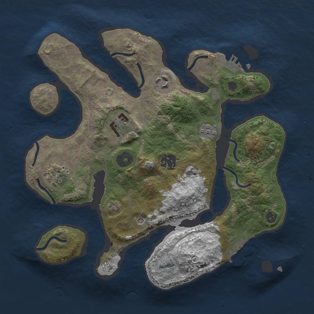 Rust Map: Procedural Map, Size: 3000, Seed: 477572620, 13 Monuments