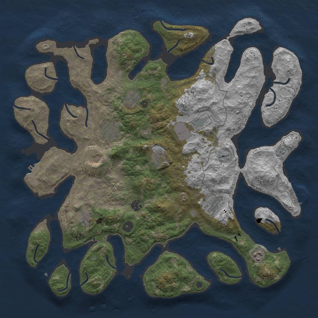Rust Map: Procedural Map, Size: 4500, Seed: 22539768, 18 Monuments