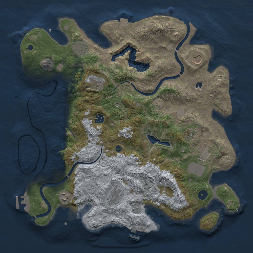 Rust Map: Procedural Map, Size: 4000, Seed: 105240975, 15 Monuments