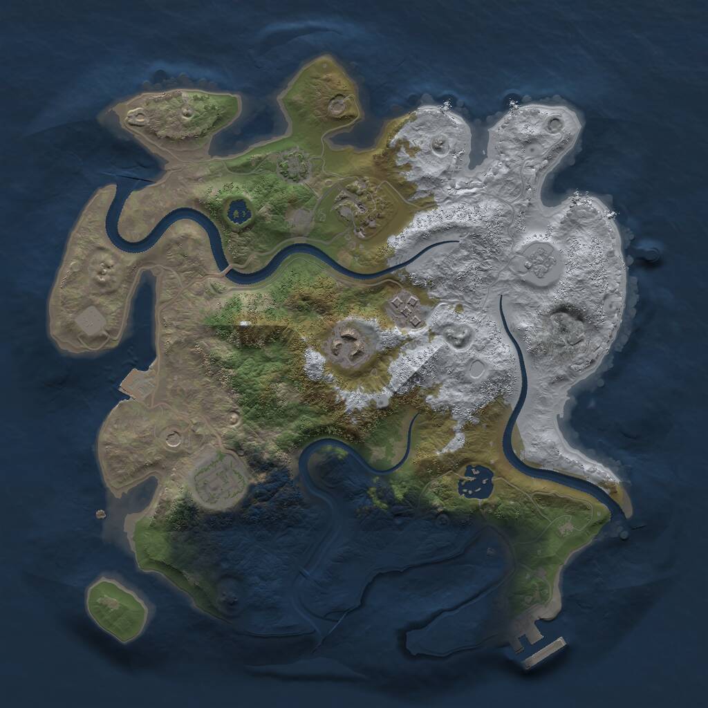 Rust Map: Procedural Map, Size: 3000, Seed: 246843203, 10 Monuments