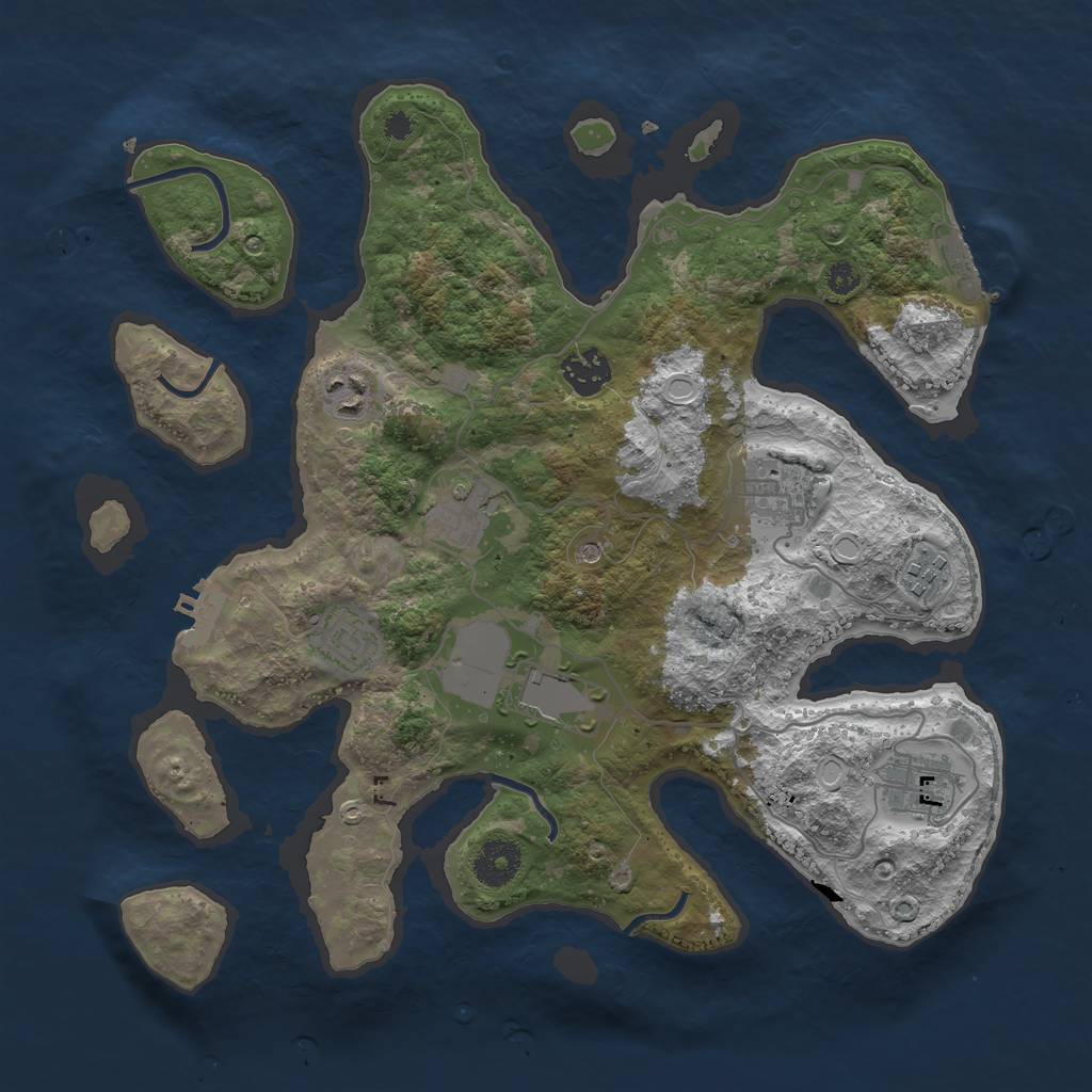 Rust Map: Procedural Map, Size: 3500, Seed: 2061340, 16 Monuments