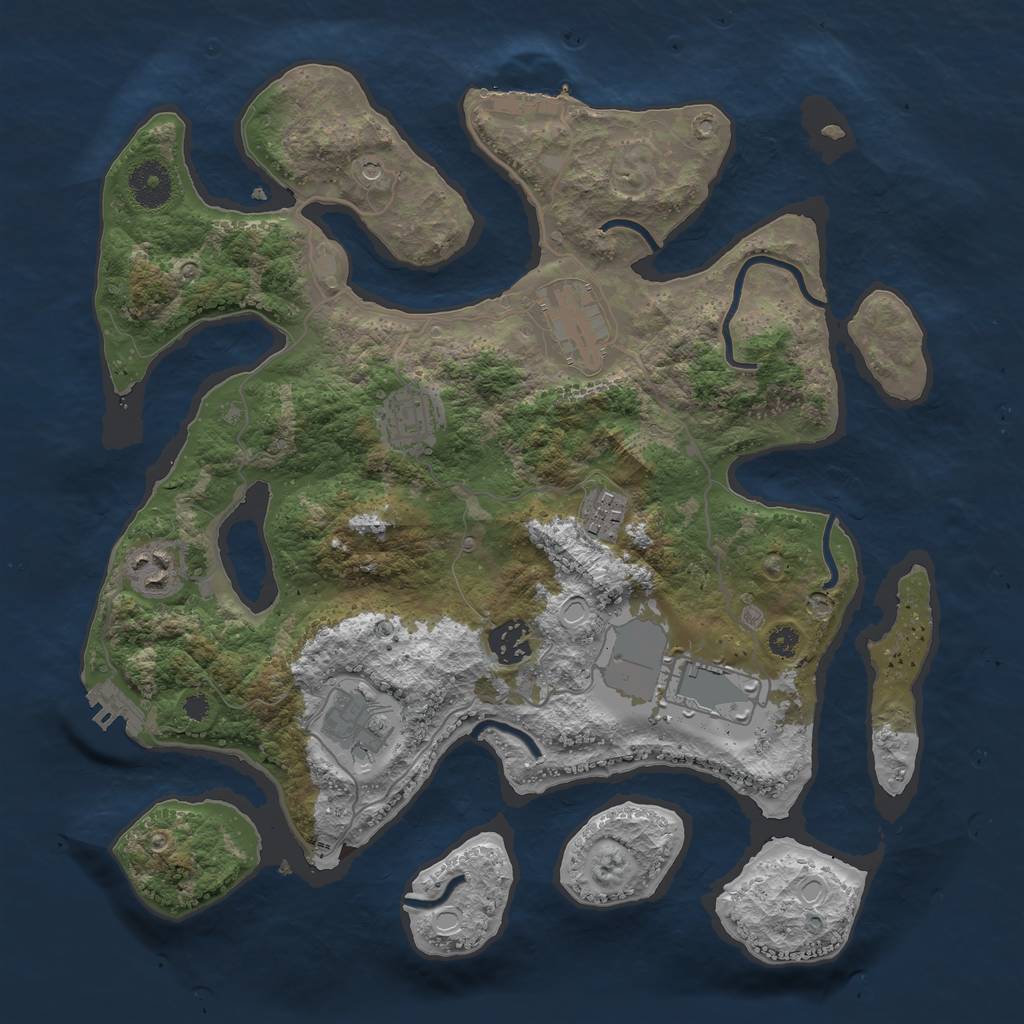 Rust Map: Procedural Map, Size: 3500, Seed: 637964610, 15 Monuments