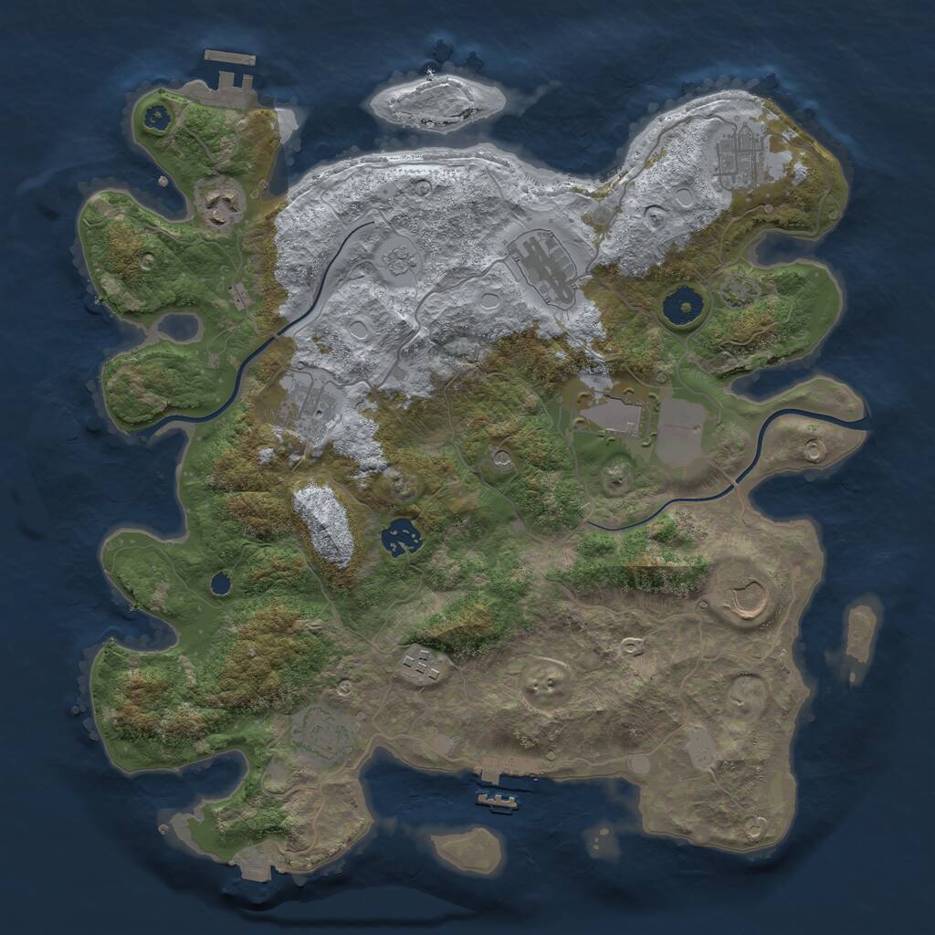 Rust Map: Procedural Map, Size: 3700, Seed: 1418072023, 15 Monuments