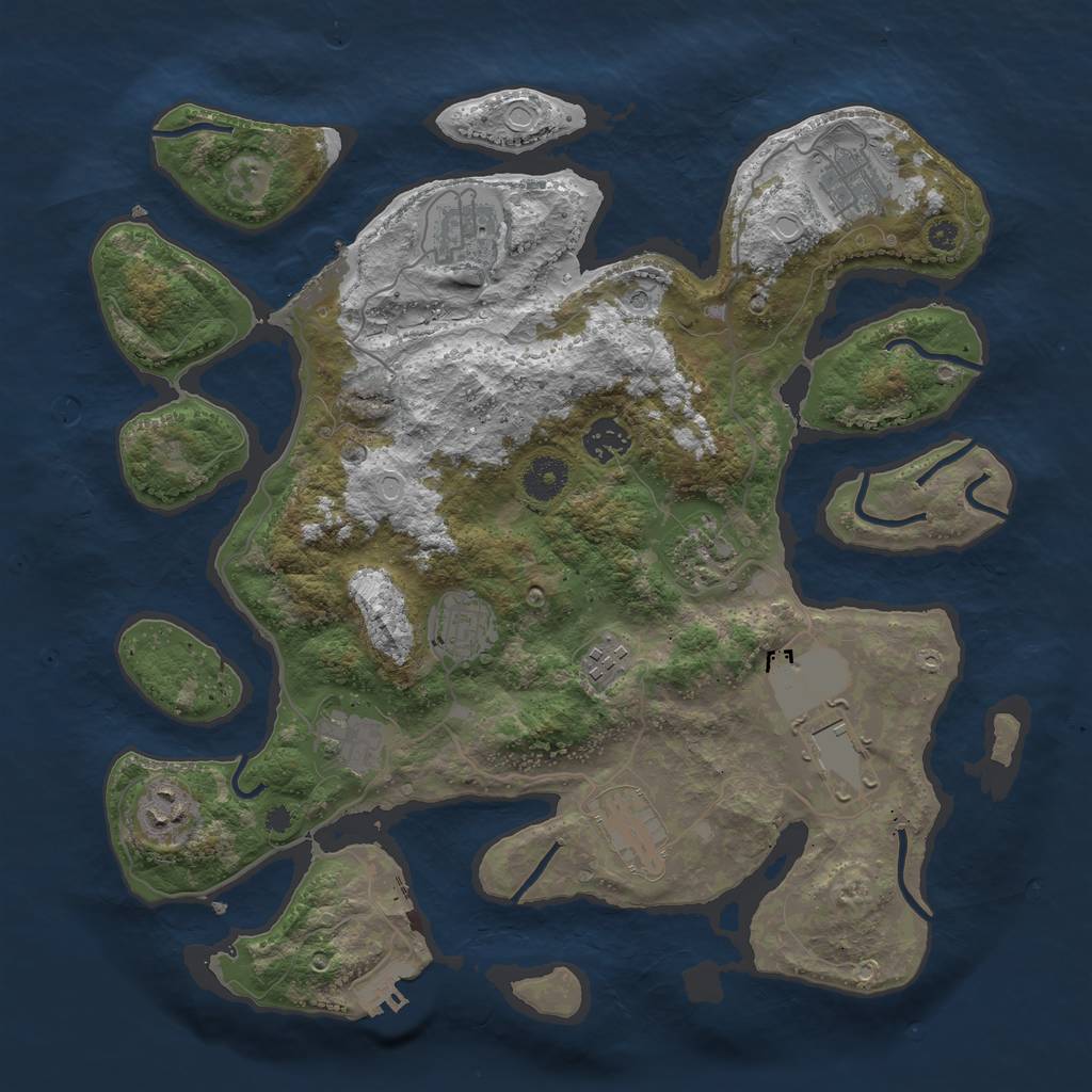 Rust Map: Procedural Map, Size: 3700, Seed: 1418072023, 18 Monuments