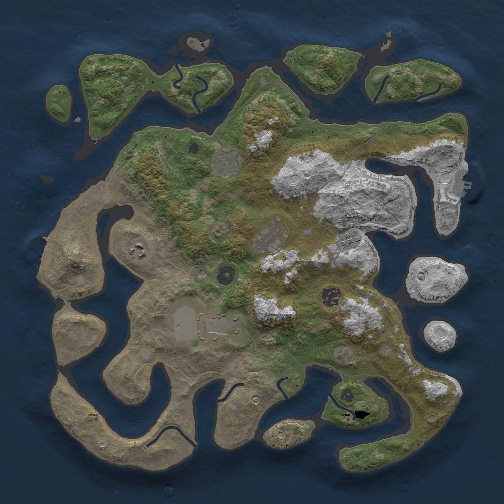 Rust Map: Procedural Map, Size: 4000, Seed: 445534729, 14 Monuments