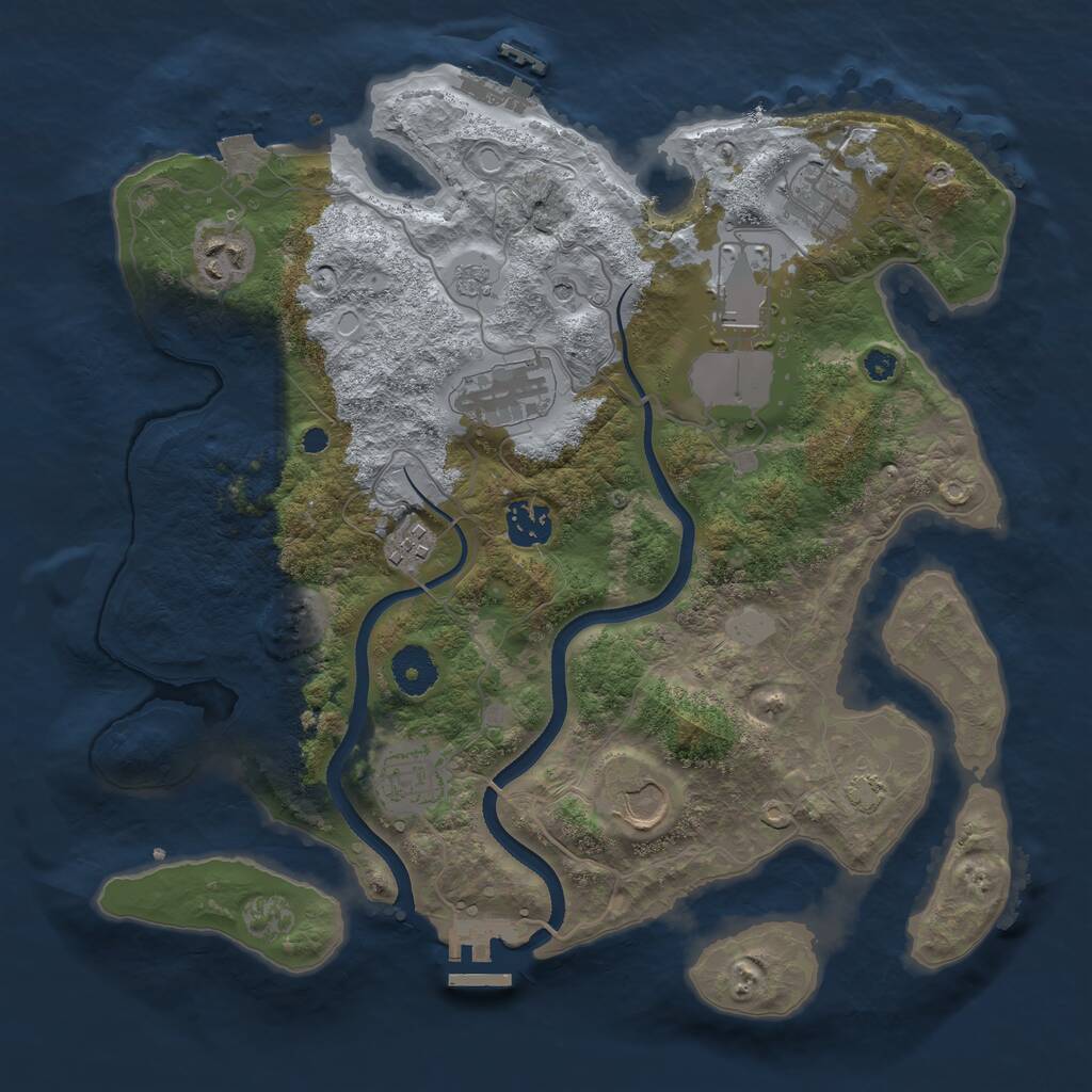 Rust Map: Procedural Map, Size: 3500, Seed: 1154743466, 14 Monuments