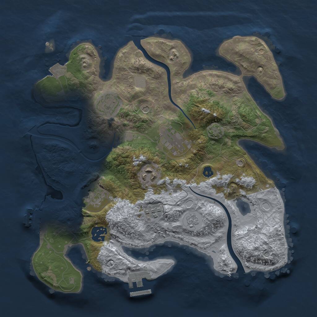 Rust Map: Procedural Map, Size: 3000, Seed: 104762028, 12 Monuments