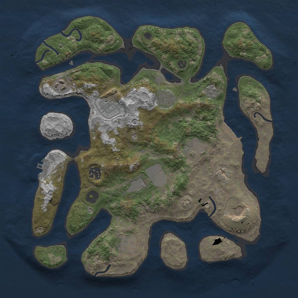 Rust Map: Procedural Map, Size: 3500, Seed: 53215201, 17 Monuments