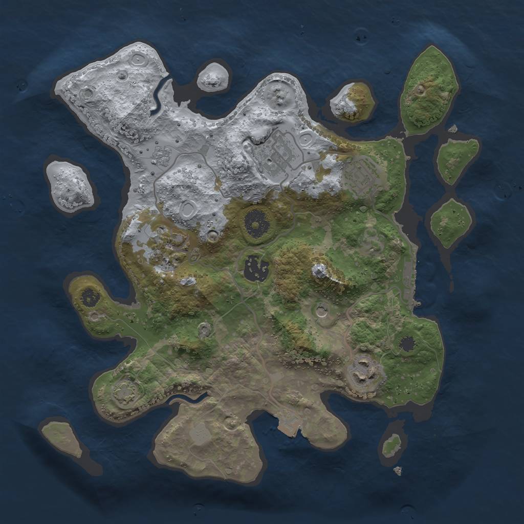 Rust Map: Procedural Map, Size: 3000, Seed: 12336513, 12 Monuments