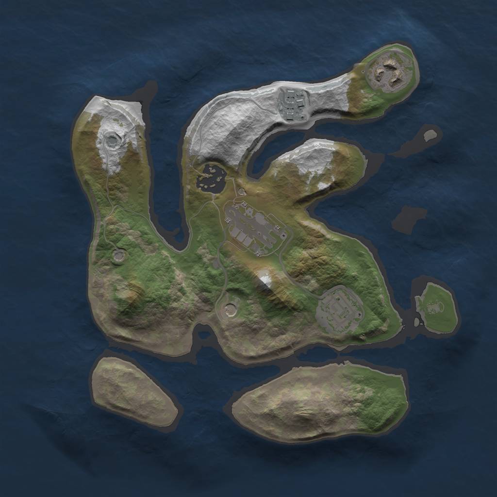 Rust Map: Barren, Size: 2500, Seed: 269581, 8 Monuments