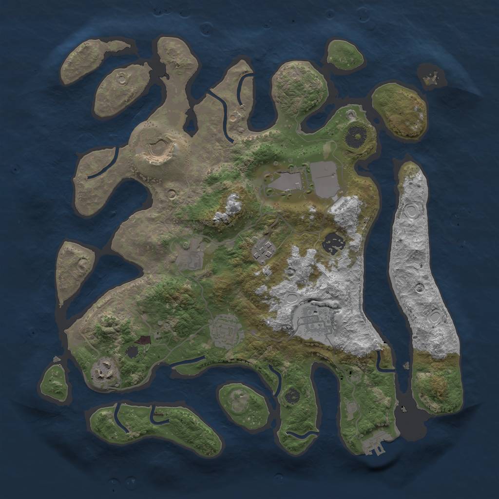 Rust Map: Procedural Map, Size: 3500, Seed: 733989357, 14 Monuments