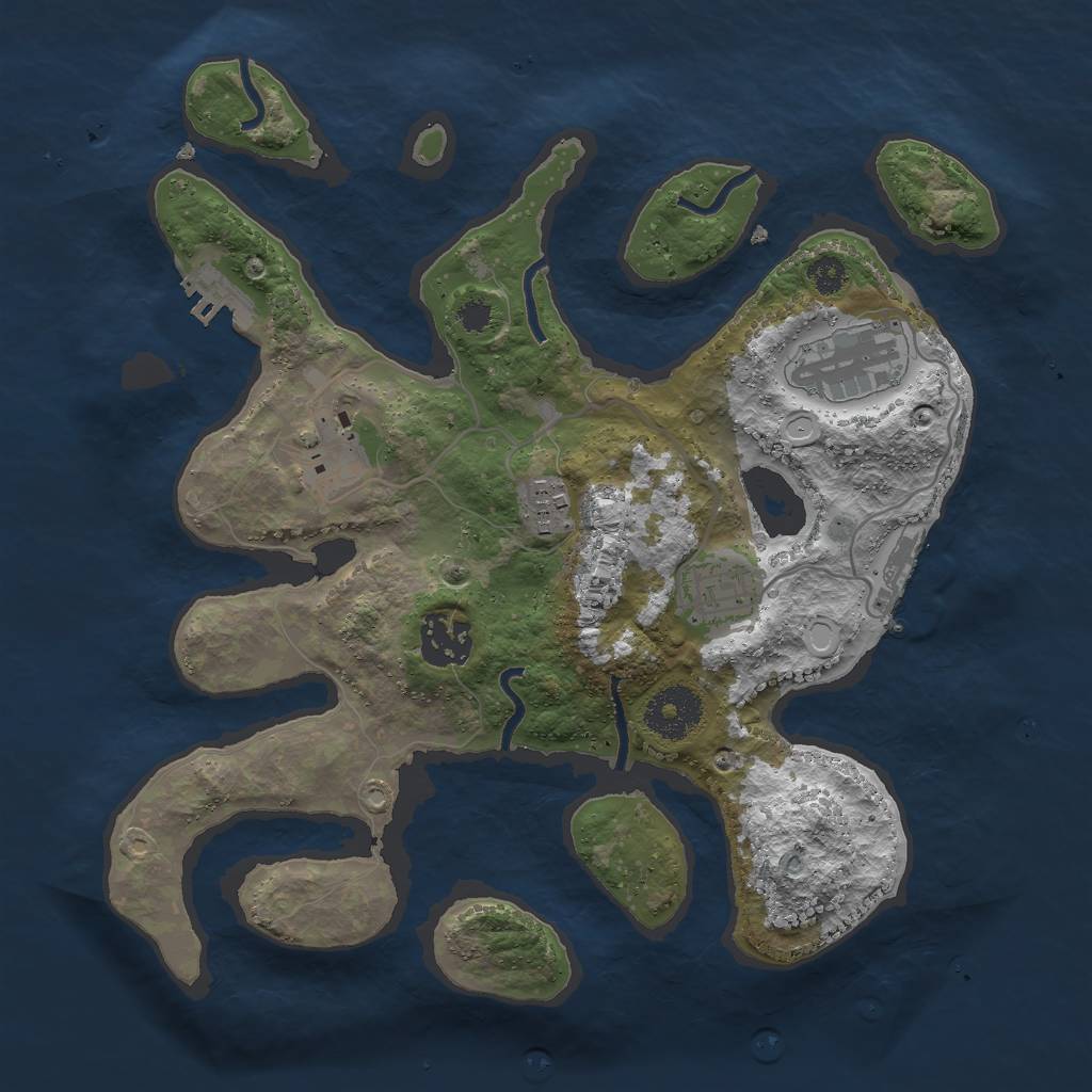 Rust Map: Procedural Map, Size: 3000, Seed: 150147945, 12 Monuments