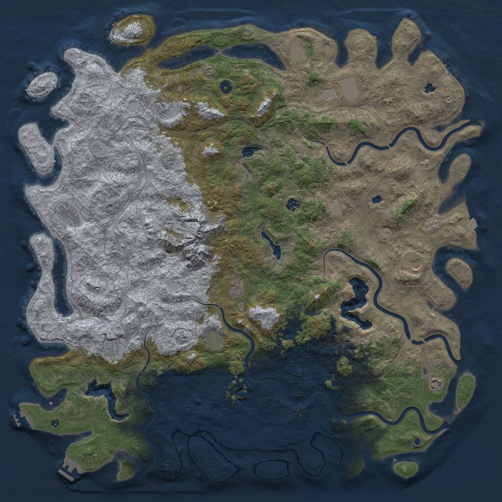 Rust Map: Procedural Map, Size: 6000, Seed: 41510, 17 Monuments