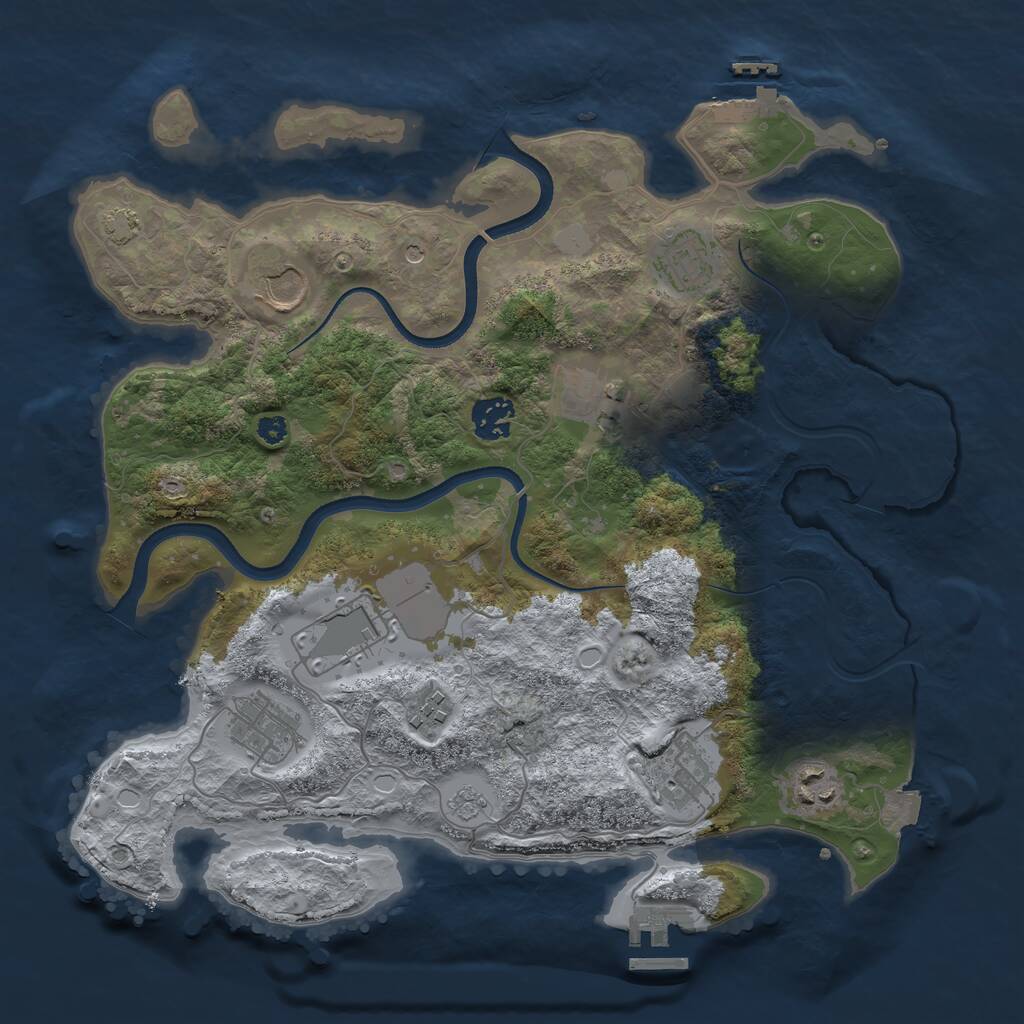 Rust Map: Procedural Map, Size: 3500, Seed: 1131180112, 15 Monuments