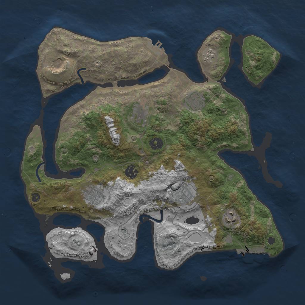 Rust Map: Procedural Map, Size: 3500, Seed: 2086598357, 16 Monuments