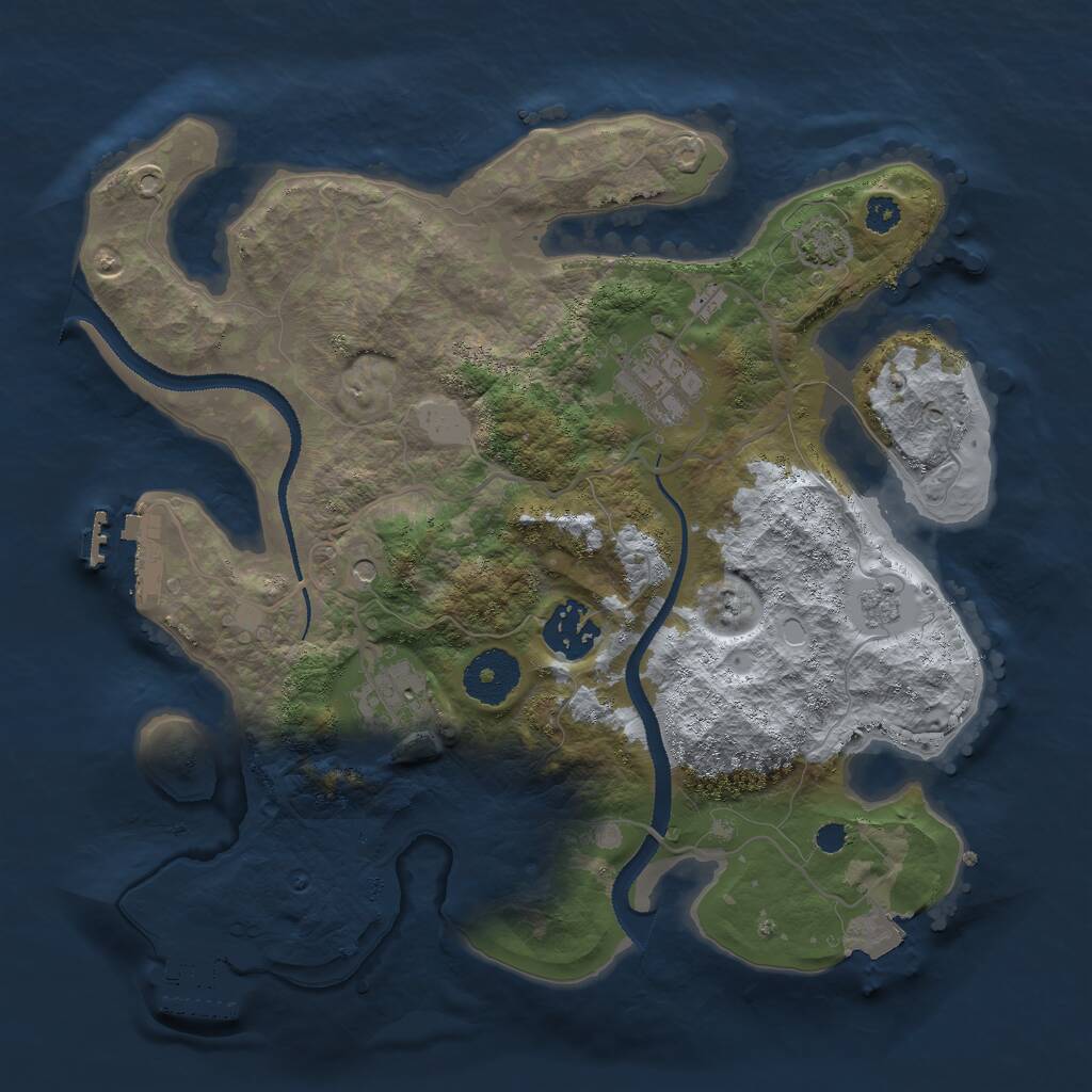 Rust Map: Procedural Map, Size: 3000, Seed: 615253, 9 Monuments
