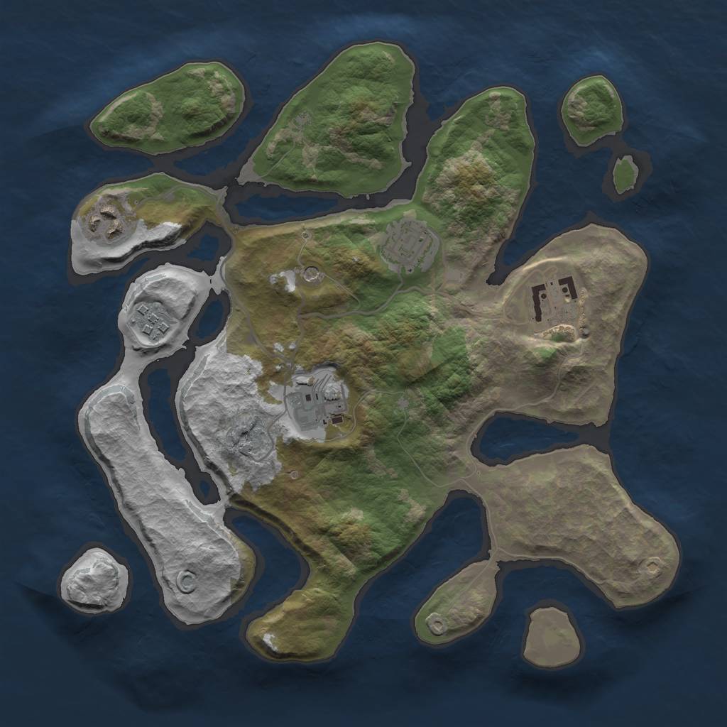 Rust Map: Barren, Size: 3000, Seed: 5000000, 8 Monuments