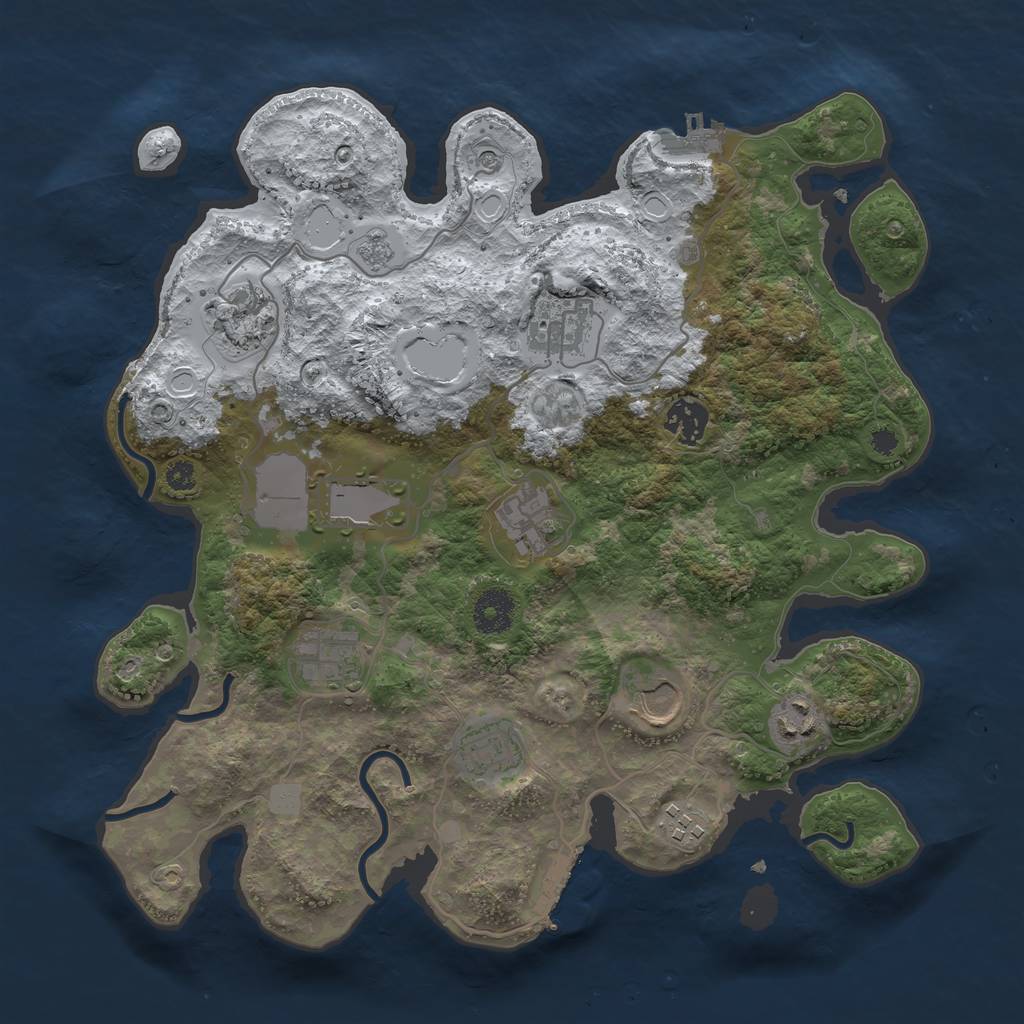 Rust Map: Procedural Map, Size: 3500, Seed: 5805345, 19 Monuments