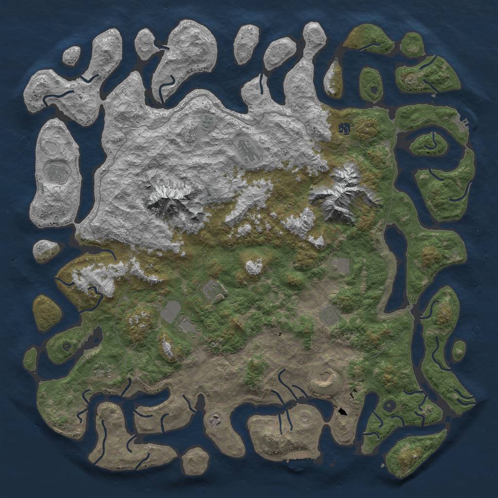 Rust Map: Procedural Map, Size: 6000, Seed: 255161, 19 Monuments