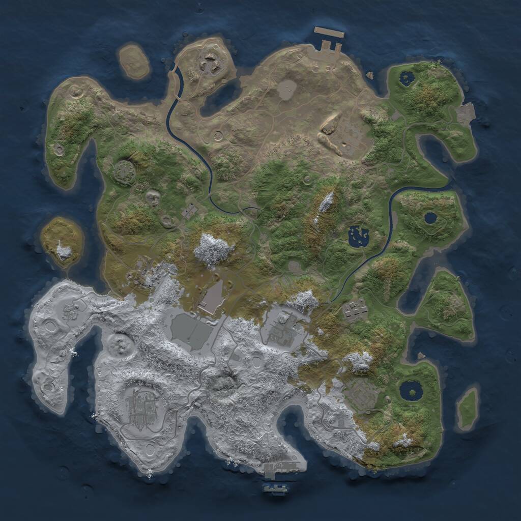 Rust Map: Procedural Map, Size: 3500, Seed: 7529986, 15 Monuments