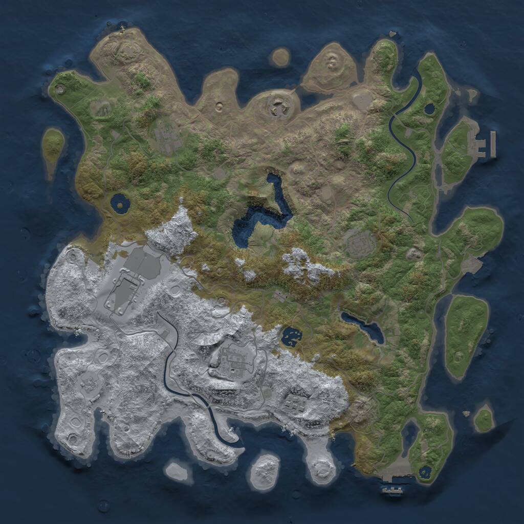 Rust Map: Procedural Map, Size: 4000, Seed: 625253, 13 Monuments