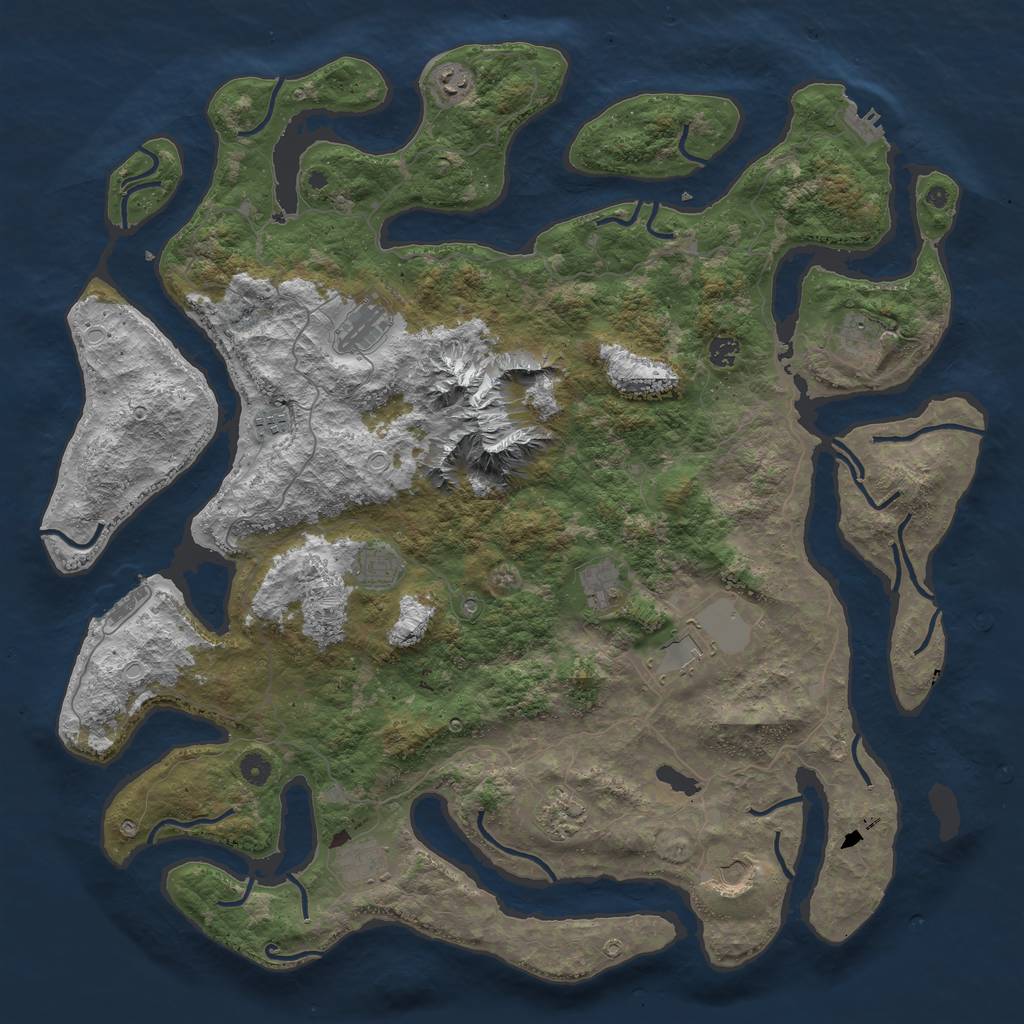 Rust Map: Procedural Map, Size: 5000, Seed: 145223753, 19 Monuments