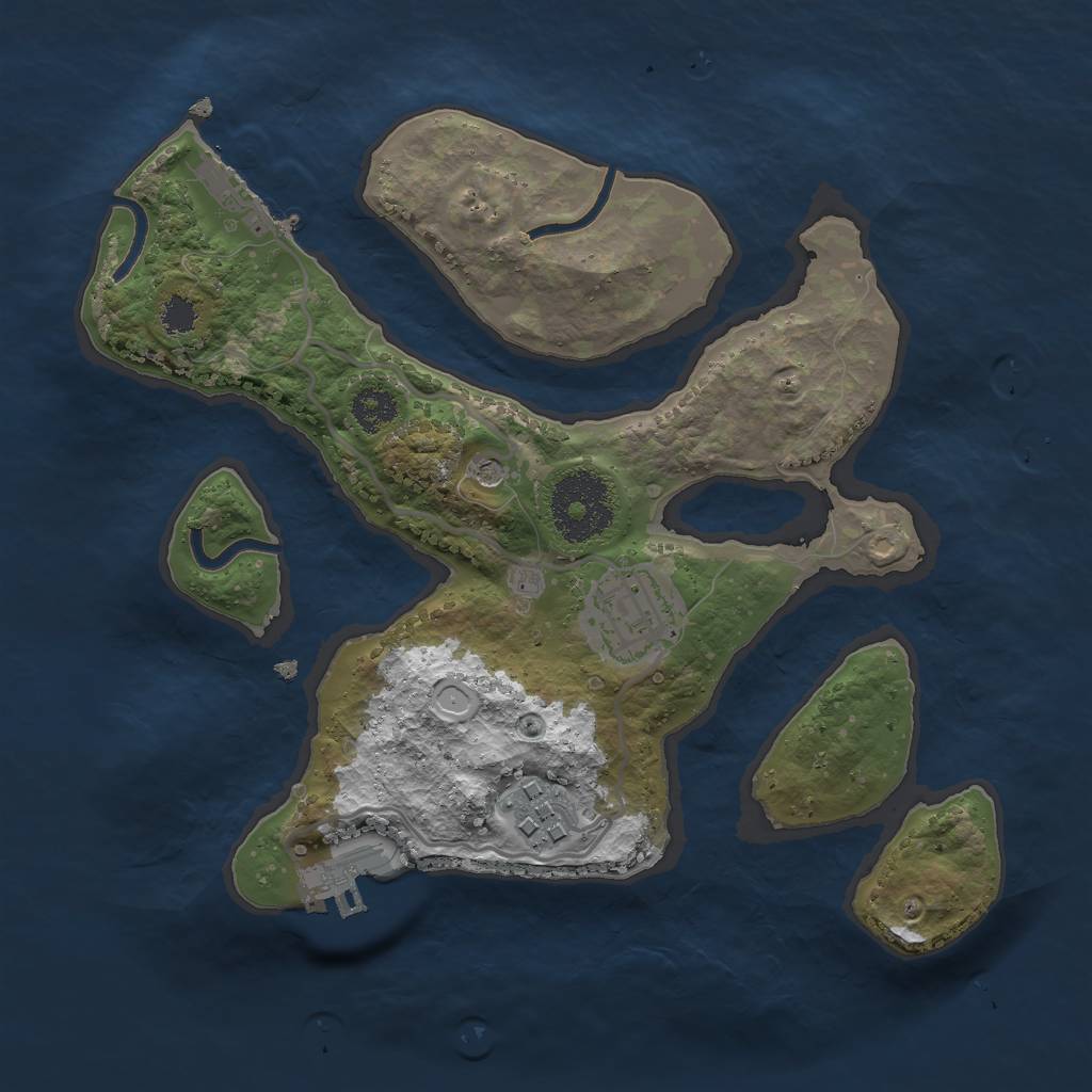 Rust Map: Procedural Map, Size: 2500, Seed: 1905185115, 10 Monuments