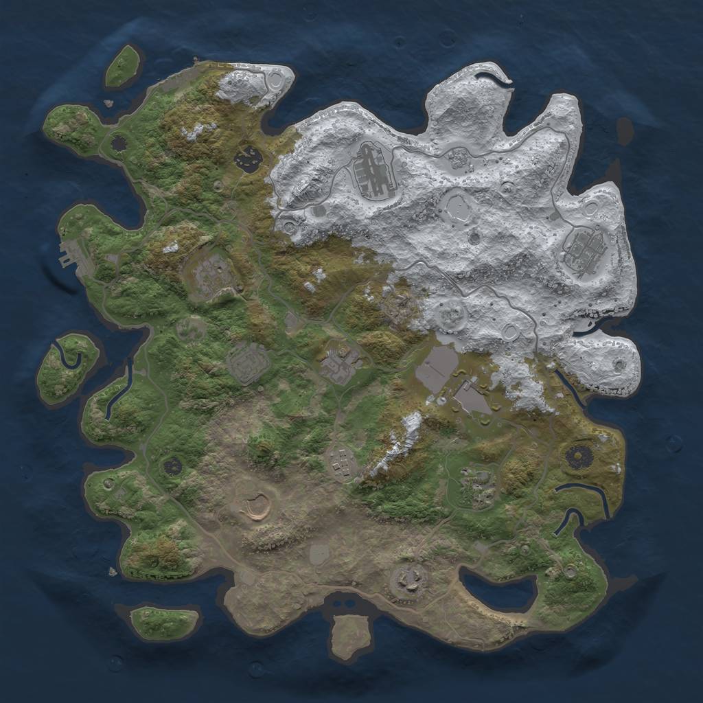 Rust Map: Procedural Map, Size: 4000, Seed: 270366, 20 Monuments