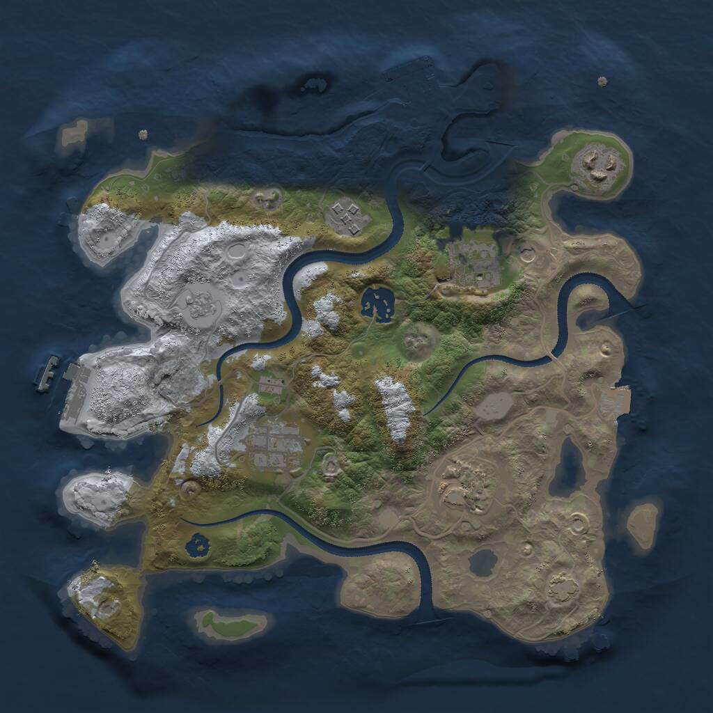 Rust Map: Procedural Map, Size: 3000, Seed: 352524, 12 Monuments