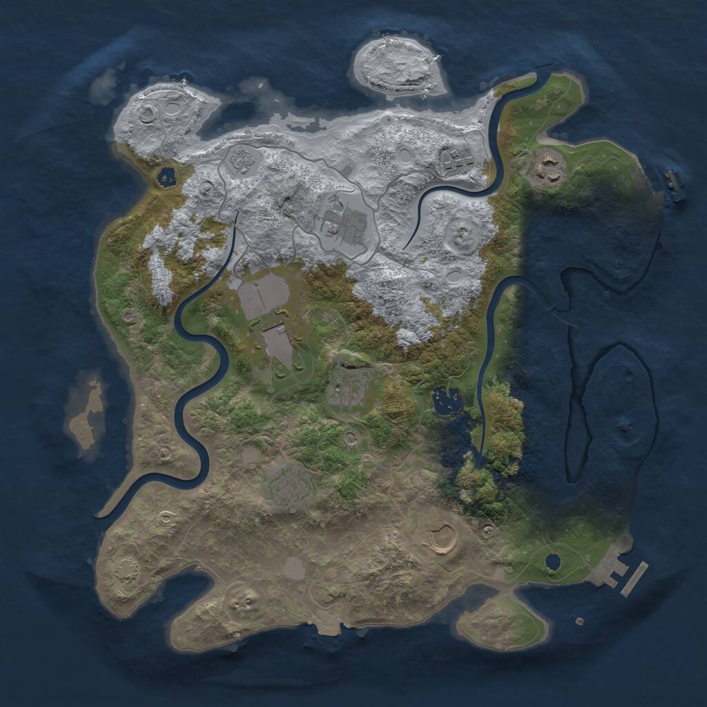 Rust Map: Procedural Map, Size: 3600, Seed: 47341, 14 Monuments