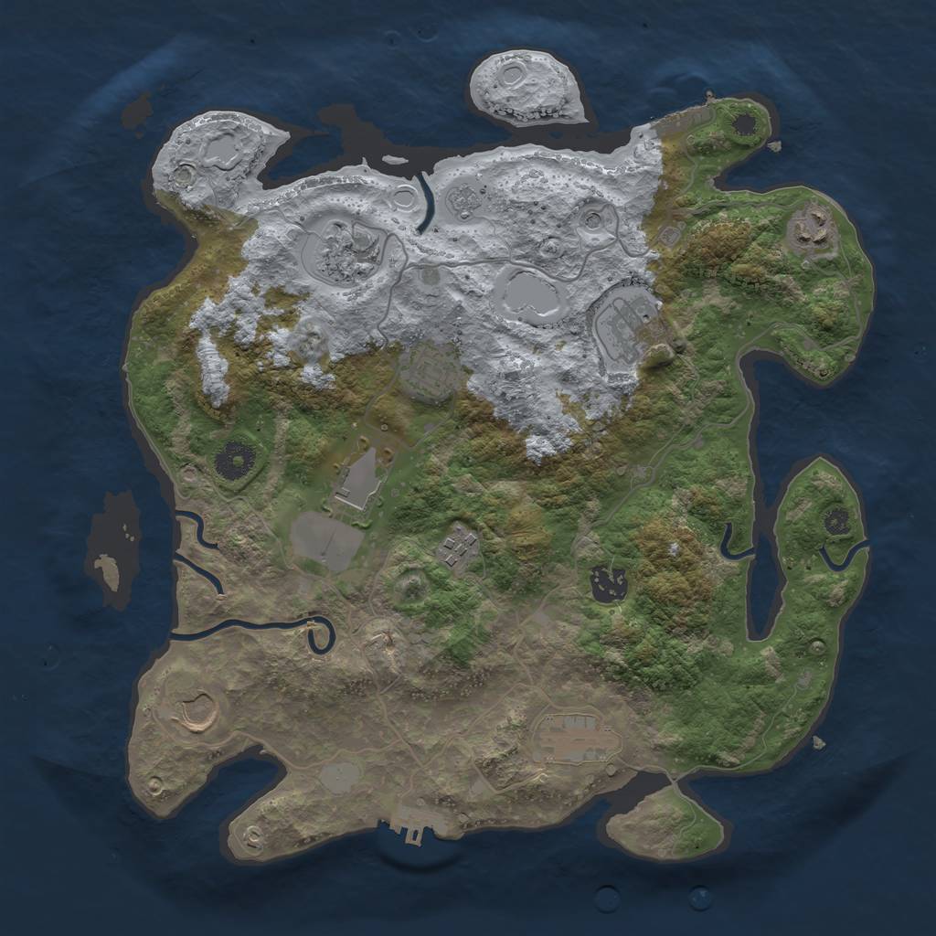 Rust Map: Procedural Map, Size: 3600, Seed: 47341, 16 Monuments