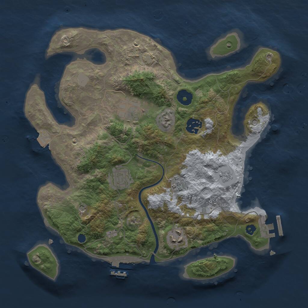Rust Map: Procedural Map, Size: 3000, Seed: 241890437, 11 Monuments