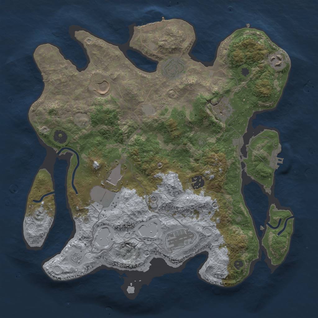 Rust Map: Procedural Map, Size: 3500, Seed: 45688658, 16 Monuments