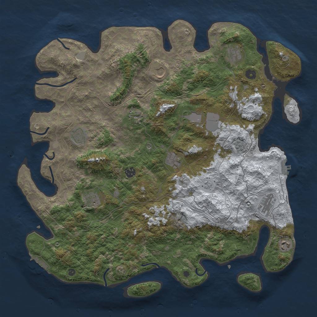 Rust Map: Procedural Map, Size: 4500, Seed: 241890437, 20 Monuments
