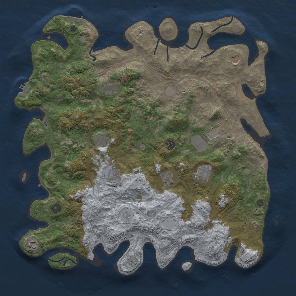 Rust Map: Procedural Map, Size: 4500, Seed: 2063689157, 19 Monuments