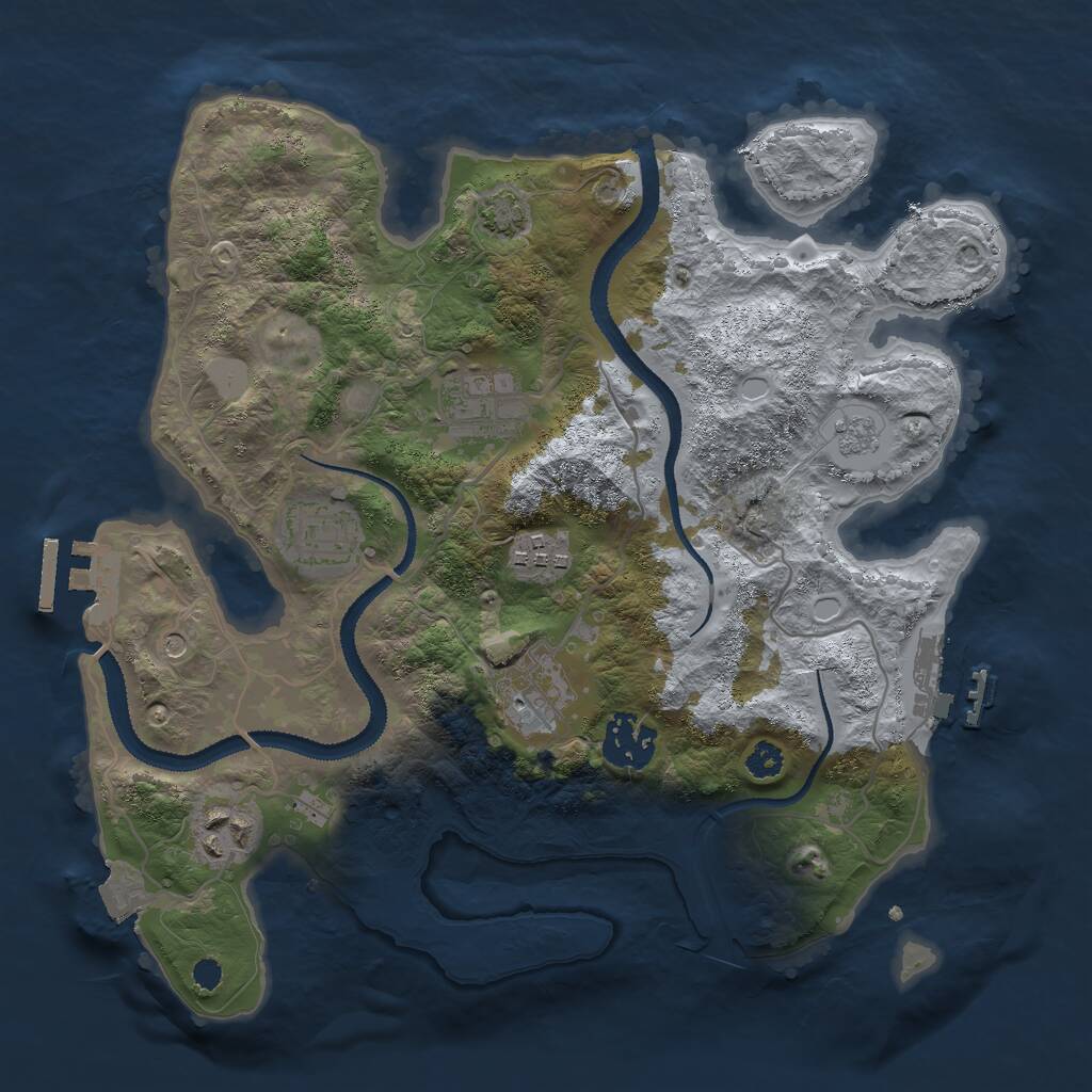 Rust Map: Procedural Map, Size: 3000, Seed: 1624247551, 12 Monuments