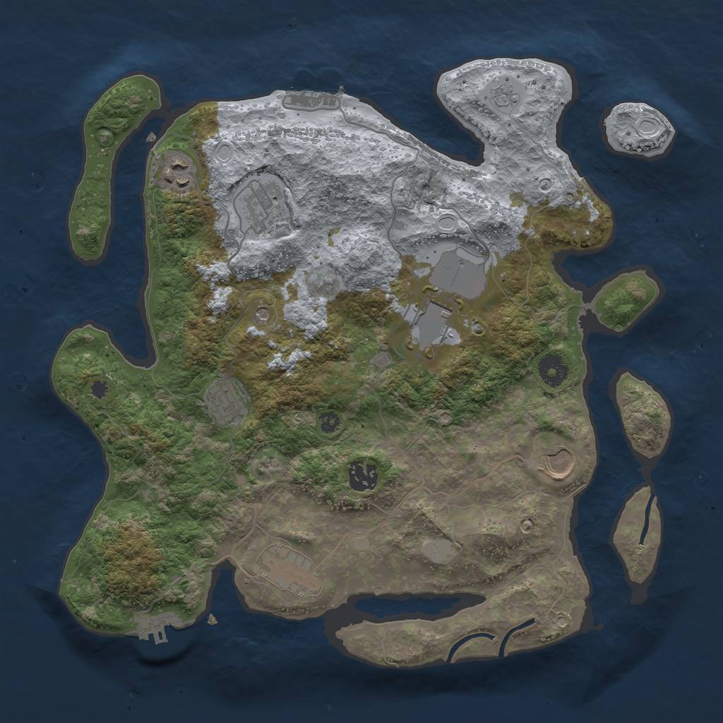 Rust Map: Procedural Map, Size: 3500, Seed: 395040640, 16 Monuments