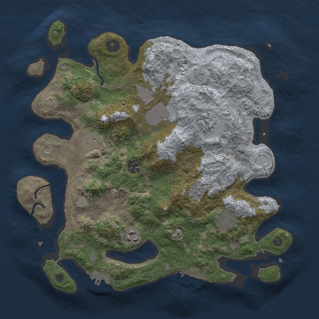 Rust Map: Procedural Map, Size: 3500, Seed: 1143190096, 15 Monuments