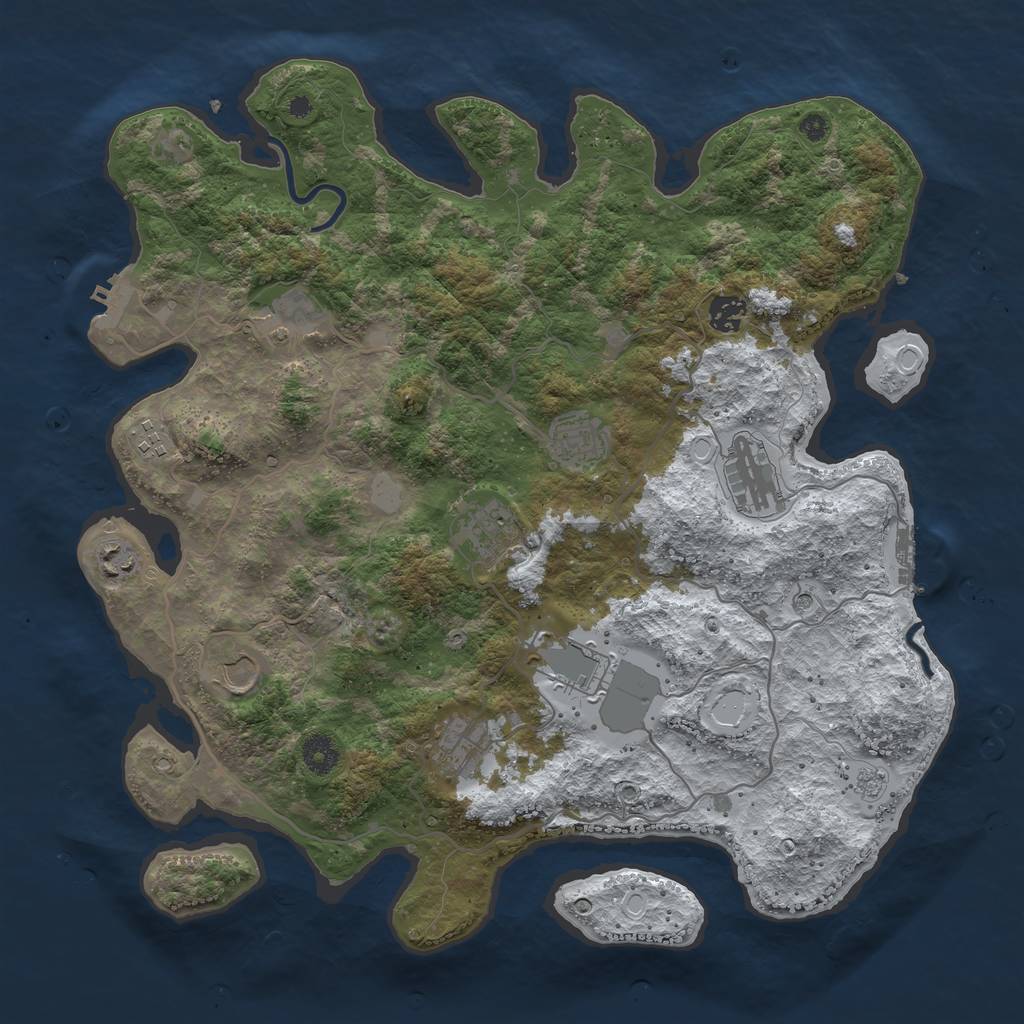 Rust Map: Procedural Map, Size: 4000, Seed: 879654, 19 Monuments