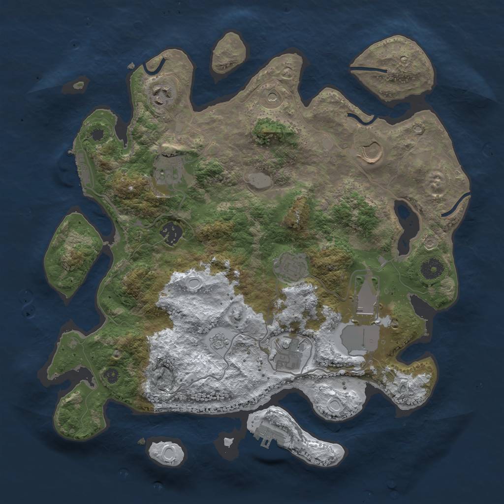Rust Map: Procedural Map, Size: 3500, Seed: 751, 16 Monuments