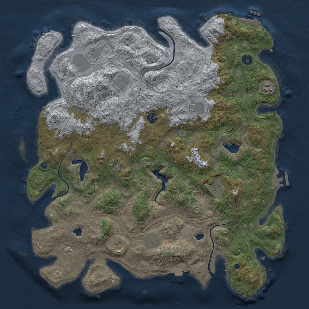 Rust Map: Procedural Map, Size: 4500, Seed: 274234672, 16 Monuments