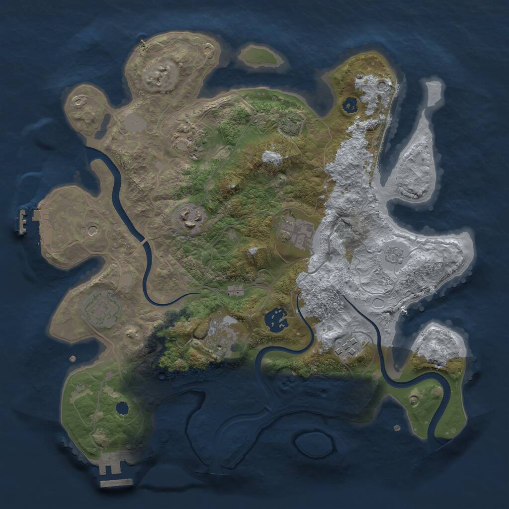 Rust Map: Procedural Map, Size: 3200, Seed: 472313863, 13 Monuments