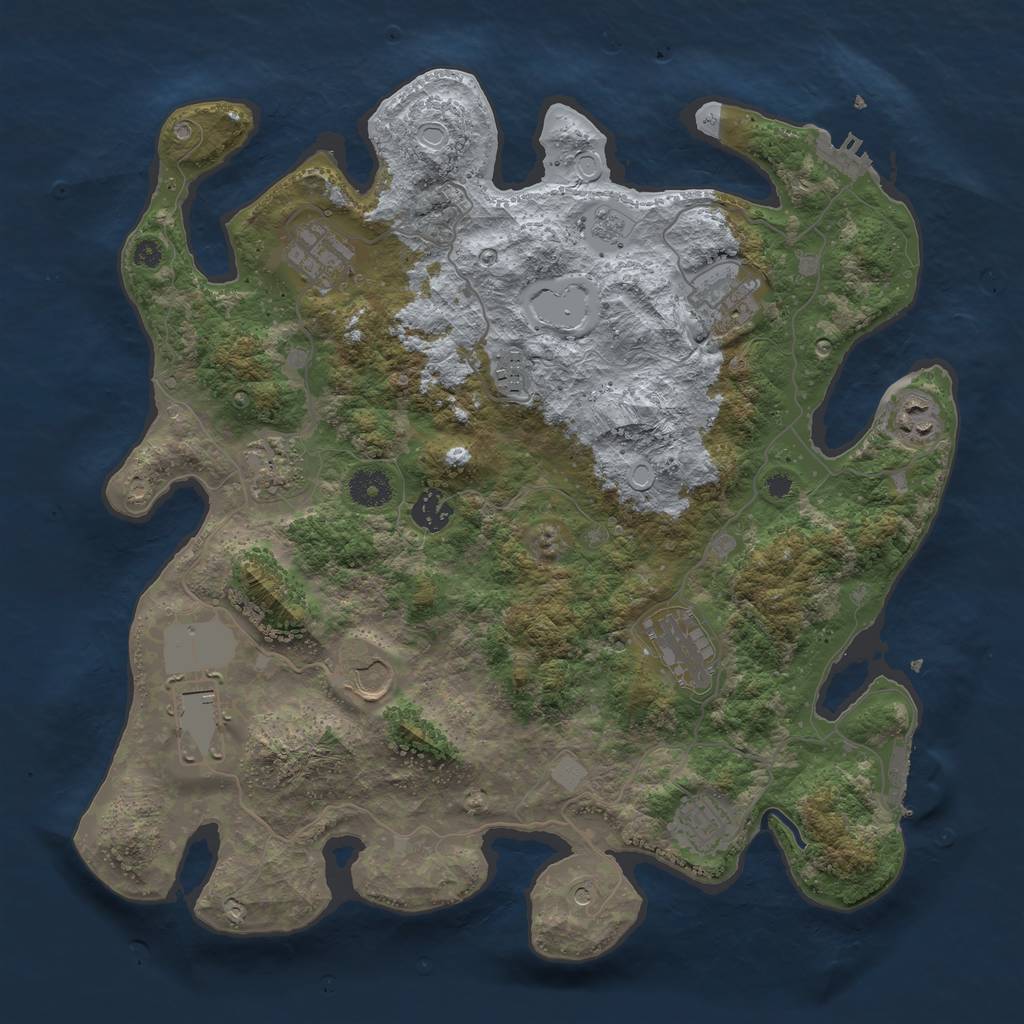 Rust Map: Procedural Map, Size: 3800, Seed: 100001, 19 Monuments